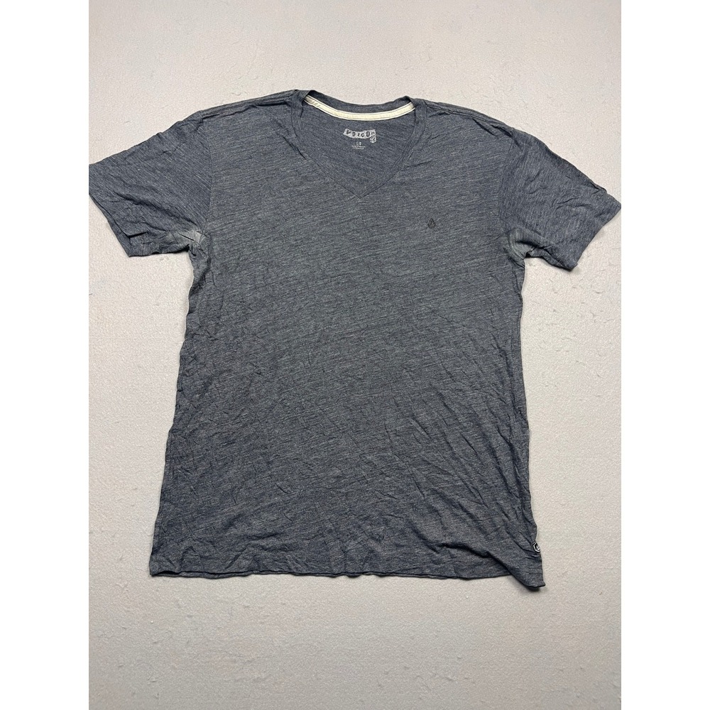 Volcom V-Neck T-Shirt Mens Large Gray Heathered Short Sleeve Fair